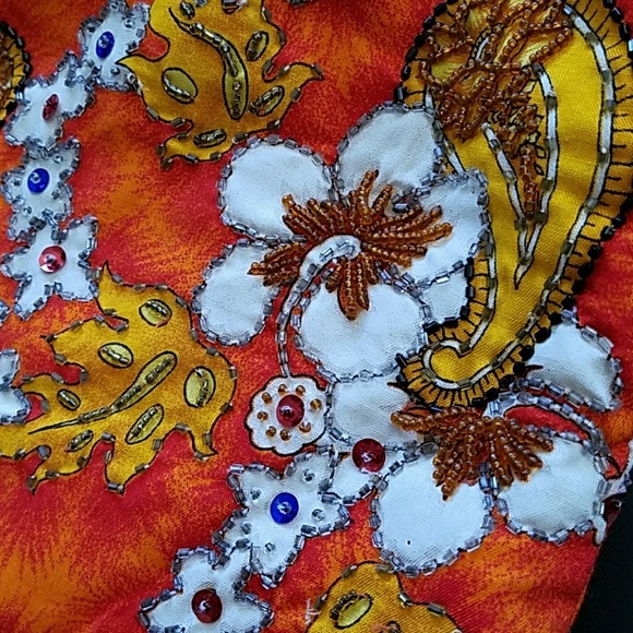 MYSTIQUE BEADED TROPICAL SATCHEL BAG - Picture 2 of 8